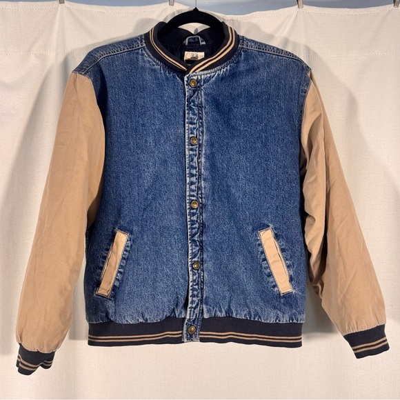 Vintage Jackets & Blazers - 90s Vintage Denim Varsity Bomber Jacket